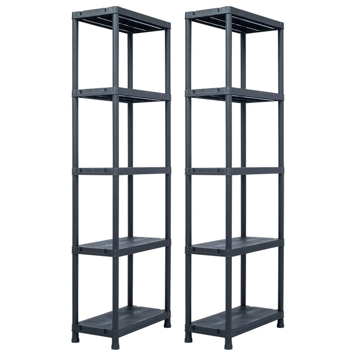 vidaXL || vidaXL Storage Shelf Racks 2 pcs Black 155.1 lb 23.6"x11.8"x70.9" Plastic 276257