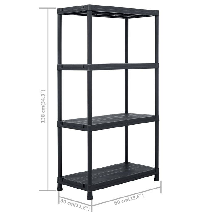 vidaXL || vidaXL Storage Shelf Racks 2 pcs Black 23.6"x11.8"x54.3" Plastic 276251