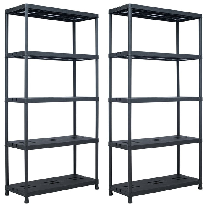 vidaXL || vidaXL Storage Shelf Racks 2 pcs Black 573.2 lb 35.4"x15.7"x70.9" Plastic 276263