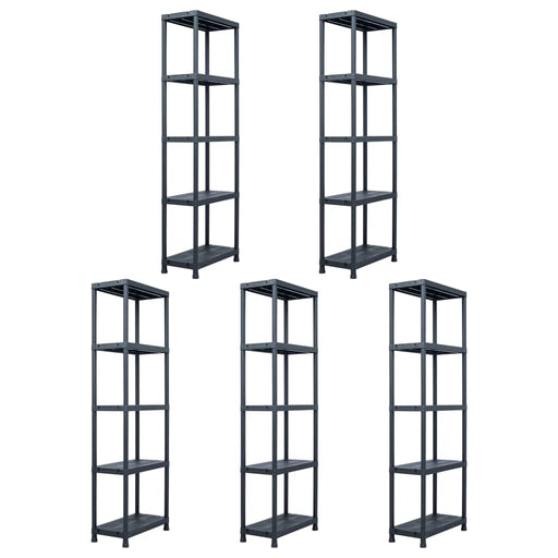 vidaXL || vidaXL Storage Shelf Racks 5 pcs Black 155.1 lb 23.6"x11.8"x70.9" Plastic 276258