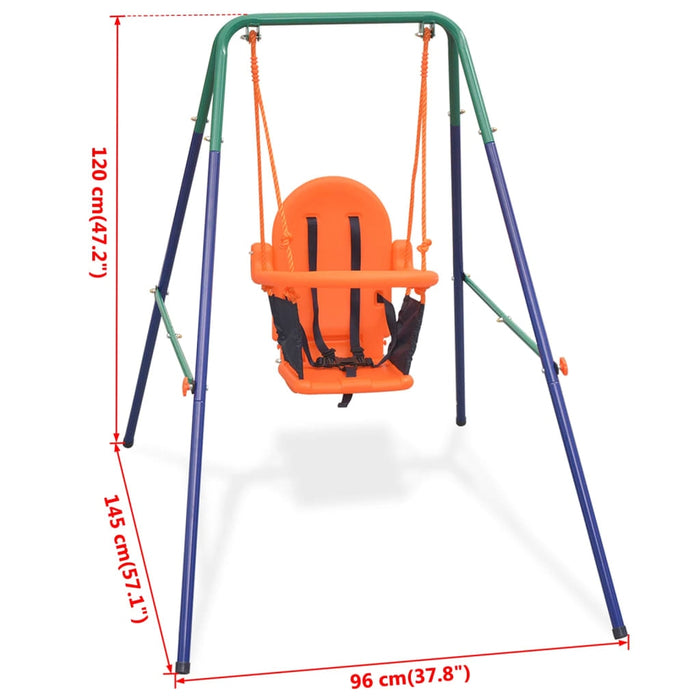 vidaXL || vidaXL Toddler Swing Set with Safety Harness Orange 91360