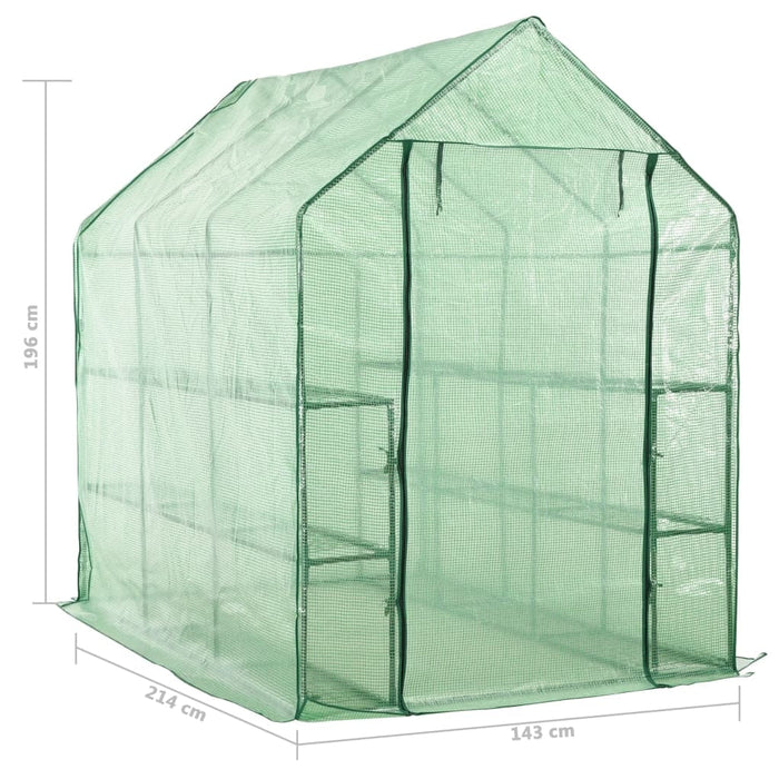 vidaXL || vidaXL Walk-in Greenhouse with 12 Shelves Steel 4.7'x7'x6.4' 46913