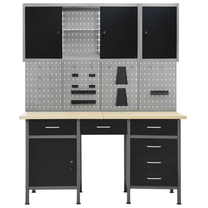 vidaXL || vidaXL Workbench with Four Wall Panels and Two Cabinets 3053439