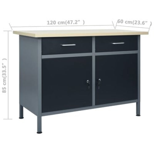 vidaXL || vidaXL Workbench with Three Wall Panels and One Cabinet 3053433