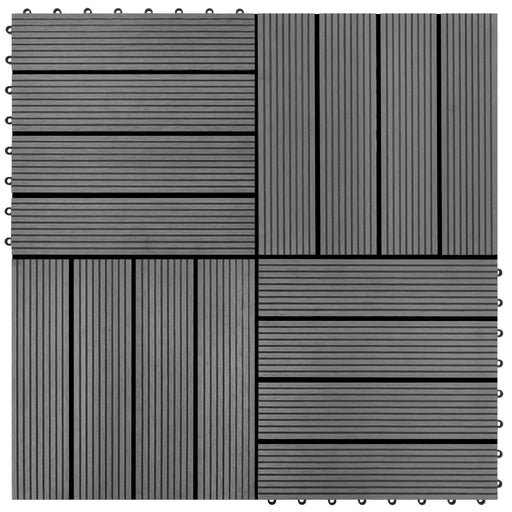 vidaXL || WPC Tiles 11.8"x11.8" 11 pcs 11 sq.ft Gray 40826