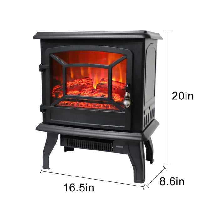 inQ Boutique || ZOKOP 17inch 1400w Freestanding Fireplace Fake Wood, Single Color, Heating Wire, A Rocker Flame Switch Button, a Rocker Heating Switch Button, a Temperature Control Knob with NTC, Black RT